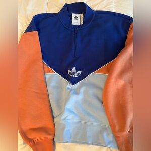 Adidas orange and blue quarter zip sweatshirt